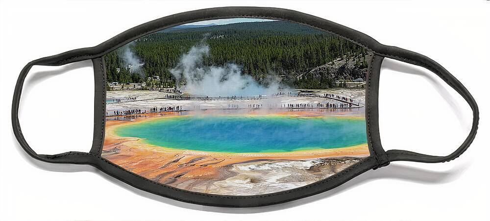 Yellowstone Face Mask featuring the photograph Grand Prismatic Spring by Erin Marie Davis