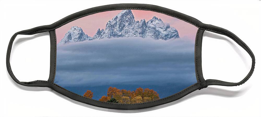 Grand Tetons Face Mask featuring the photograph Grand Teton Color by Wesley Aston