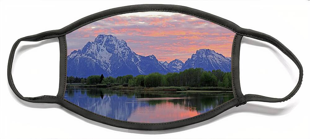 Oxbow Bend Face Mask featuring the photograph Grand Teton National Park - Oxbow Bend Snake River by Richard Krebs