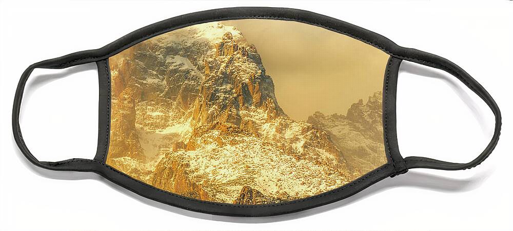 Grand Face Mask featuring the photograph Grand Tetons Draped in Clouds by Kenneth Everett