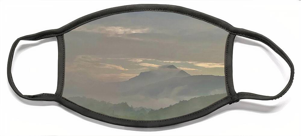  Face Mask featuring the photograph Grandfather Mountain in fog by Meta Gatschenberger