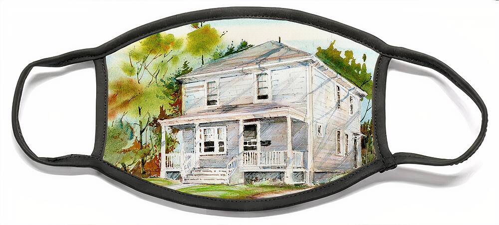 House Portrait Face Mask featuring the painting Granny's House by P Anthony Visco