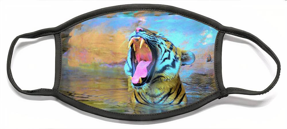 Graphic Face Mask featuring the photograph Graphic Roar by Alison Belsan Horton