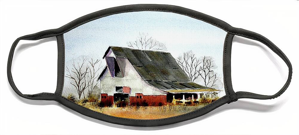 Rural Landscape Face Mask featuring the painting Graves Co Barn #2 by William Renzulli