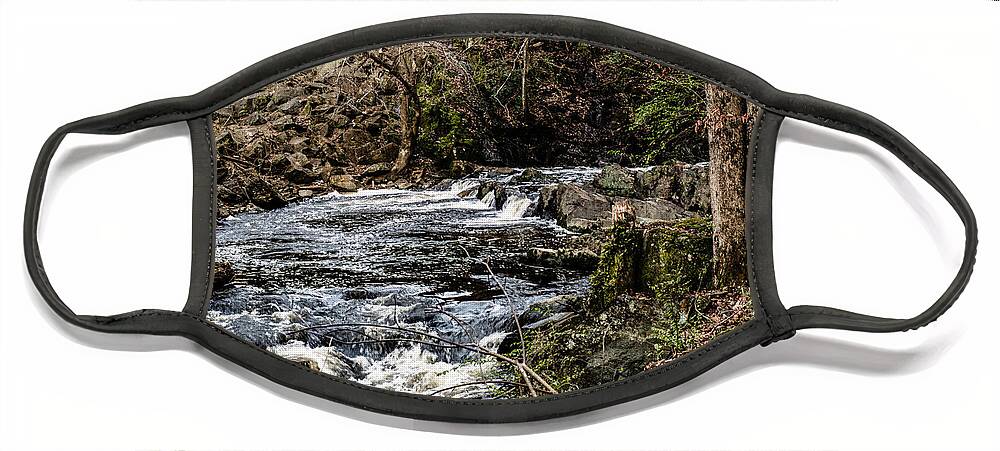 Great Falls Face Mask featuring the photograph great falls - Rockingham - 05 by Flees Photos