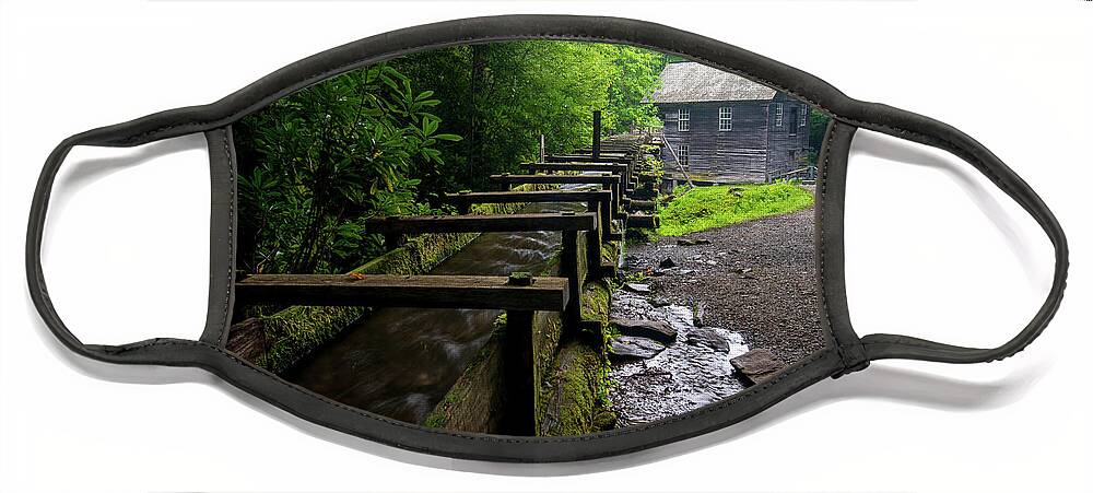 Landscape Face Mask featuring the photograph Great Smoky Mountains Cherokee NC Mingus Mill Morning by Robert Stephens