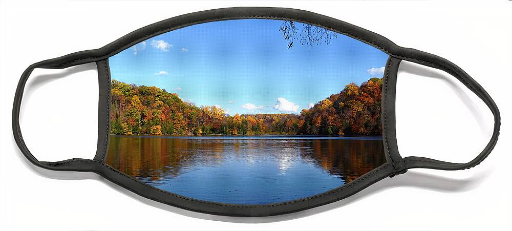 Autumn Face Mask featuring the photograph Green Lakes State Park in Autumn by Flinn Hackett