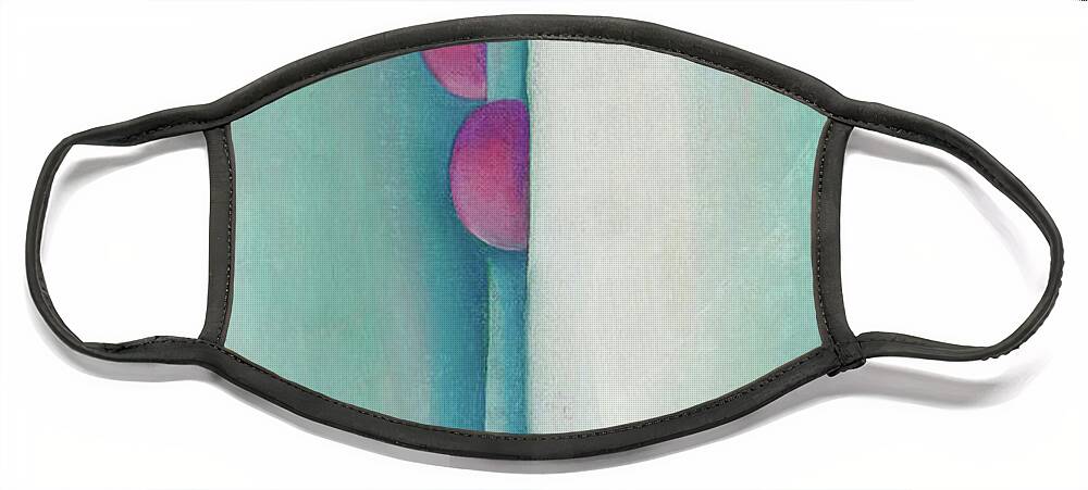 Georgia O'keeffe Face Mask featuring the painting Green lines and pink - abstract modernist painting by Georgia O'Keeffe