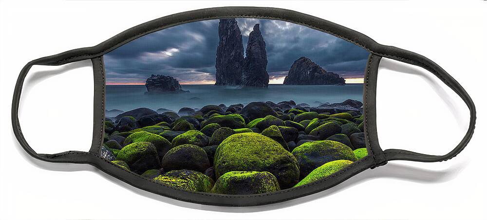Abstract Face Mask featuring the photograph Green Stones by Evgeni Dinev