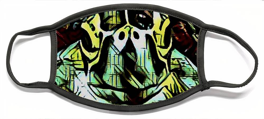 Pacific Green Turtle Face Mask featuring the digital art Green Turtle Watching You. by Christine Tyler