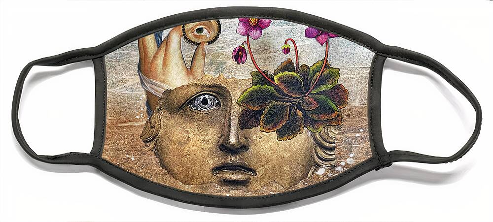 Cut And Paste Face Mask featuring the mixed media Grief and Joy by Lorena Cassady