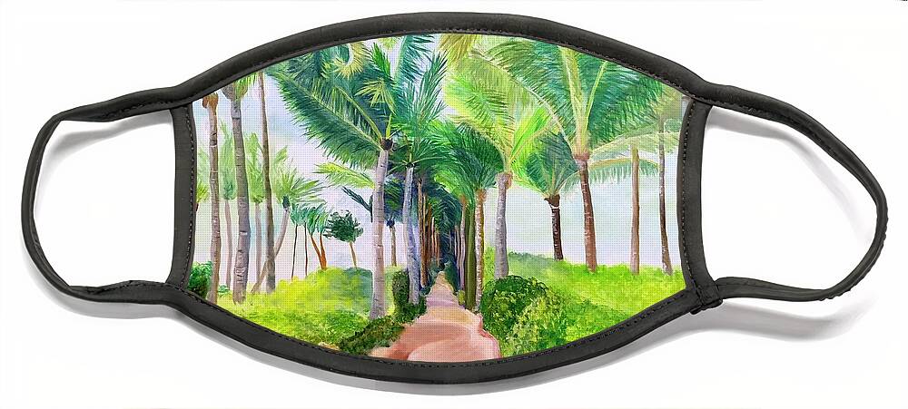 Palm Trees Face Mask featuring the painting Grieving by Mkc