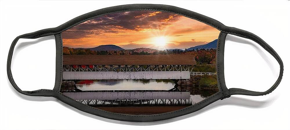Covered Bridge Face Mask featuring the photograph Groveton Covered Bridge by Carolyn Mickulas
