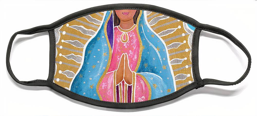 Guadalupe Face Mask featuring the painting Guadalupe of the Light by Candy Mayer
