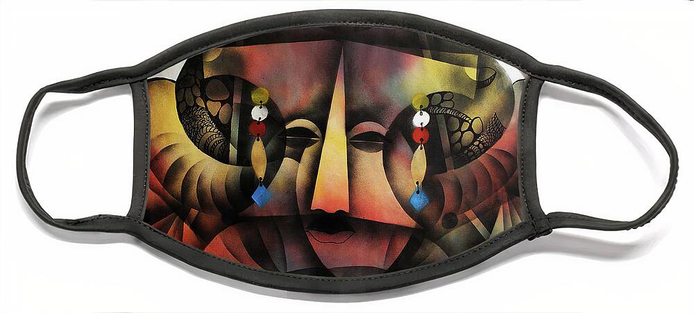 Moa Face Mask featuring the painting Guardian Angel Above by Solomon Sekhaelelo