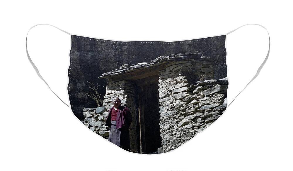 Bhutan Face Mask featuring the photograph Gate Guardian to the Here and There by Paul Vitko