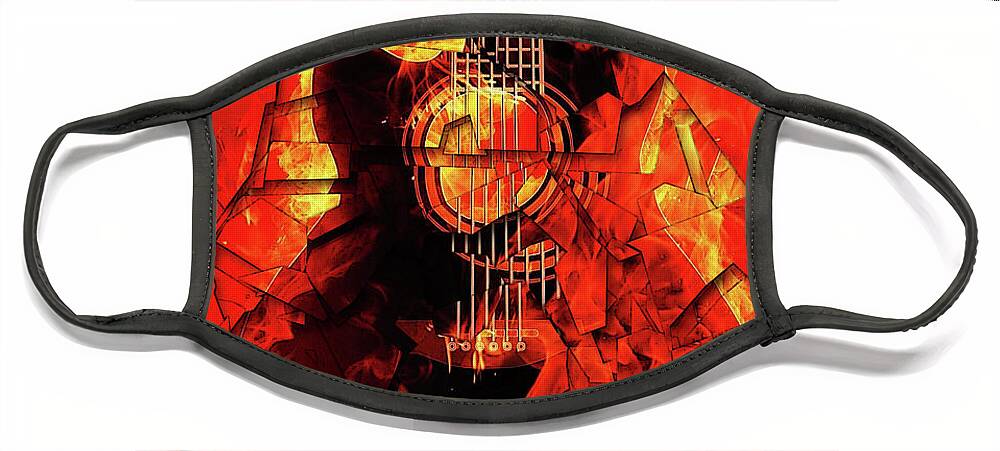 Guitar Face Mask featuring the digital art Guitar On Fire by Phil Perkins