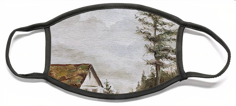 Old Shed Face Mask featuring the painting Gunderson by James Andrews