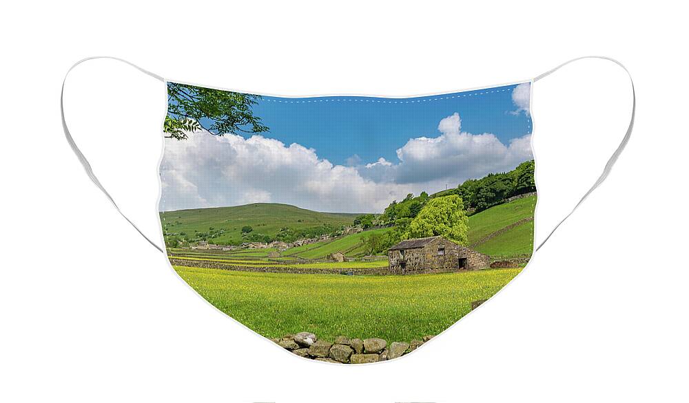 Uk Face Mask featuring the photograph Gunnerside Meadows, Swaledale by Tom Holmes Photography