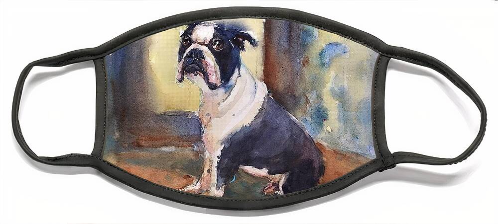 Dog Face Mask featuring the painting Gus by Judith Levins
