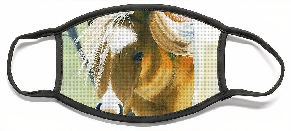 Cute Foal Face Mask featuring the painting Hair-Do by Shannon Hastings