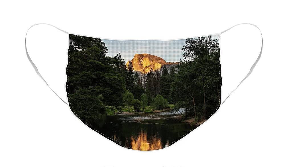 Yosemite Face Mask featuring the photograph Half Dome on Fire by Erin Marie Davis