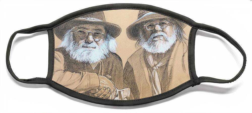Mountain Men Face Mask featuring the drawing Handsome and Distinguished by Todd Cooper