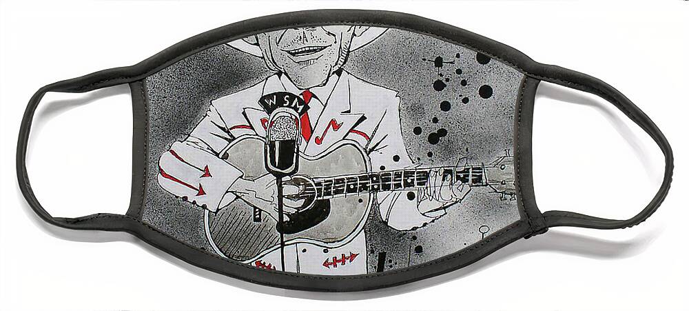  Face Mask featuring the drawing Hank Williams by Phil Mckenney
