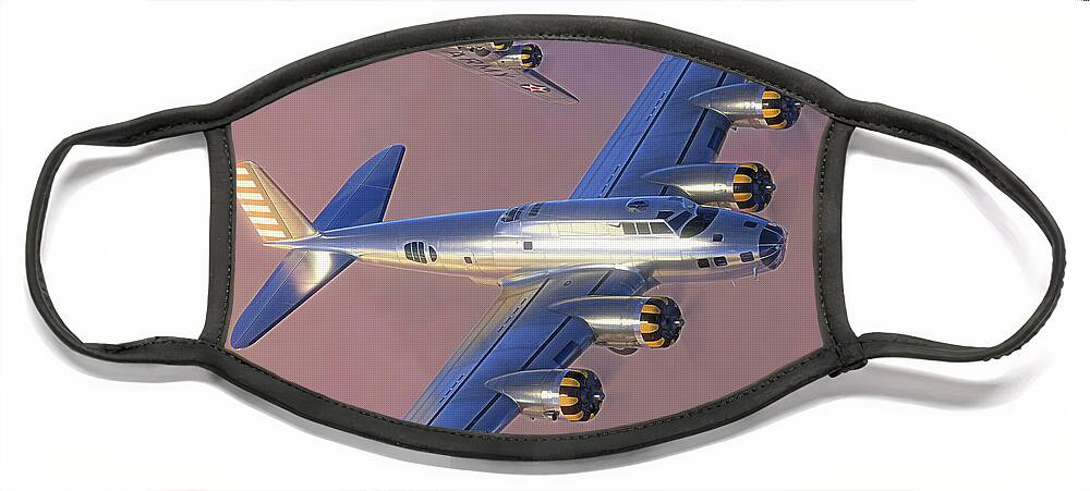 B-17 Face Mask featuring the digital art Hap Arnold's Early Birds by Adam Burch