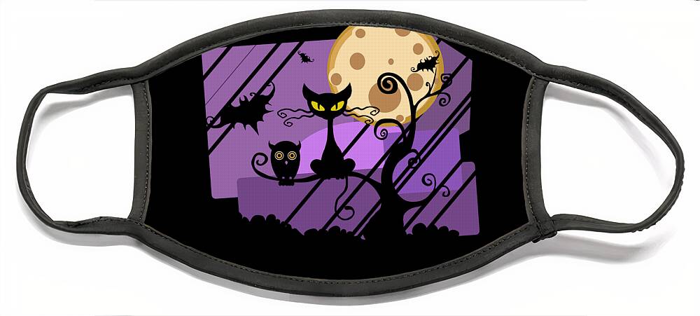 Funny Face Mask featuring the digital art Happy Halloween Cat by Flippin Sweet Gear