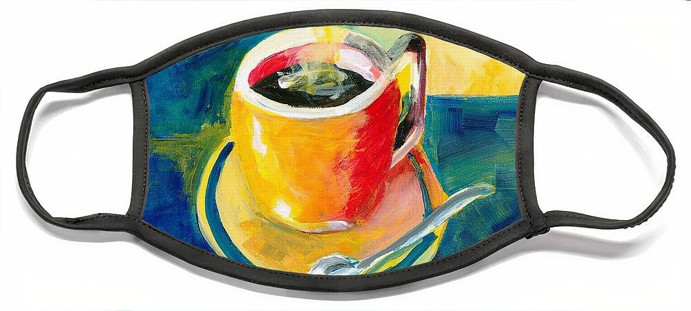 Still Life Face Mask featuring the painting Happy Time by Hiroko Stumpf