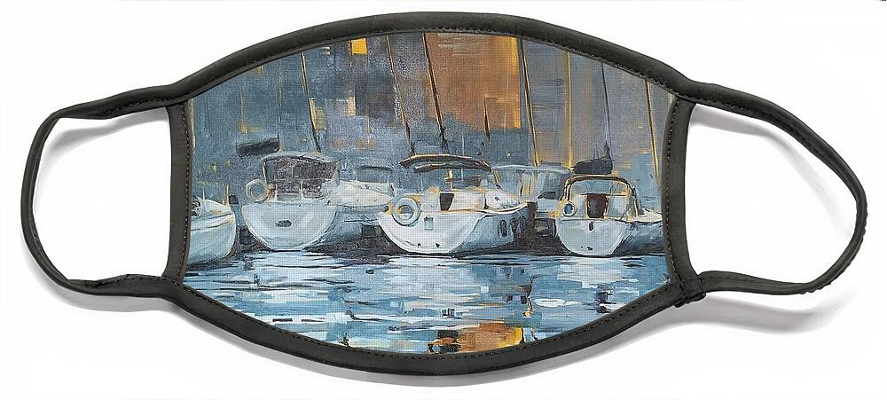 Harbour Face Mask featuring the painting Harbour by Sheila Romard