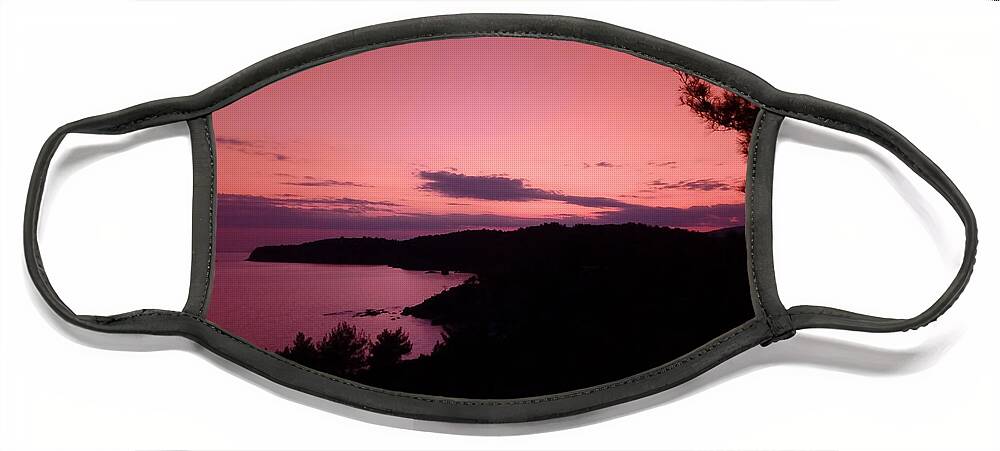 Harmony Face Mask featuring the photograph Harmony of Purple Sunset by Leonida Arte