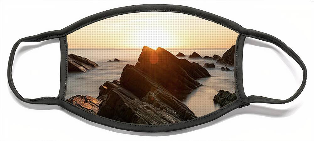 Coast Face Mask featuring the photograph Hartland Quay North Devon south west coast path sunset 2 by Sonny Ryse