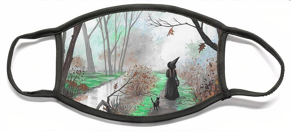 Print Face Mask featuring the painting Haunted Brook by Margaryta Yermolayeva