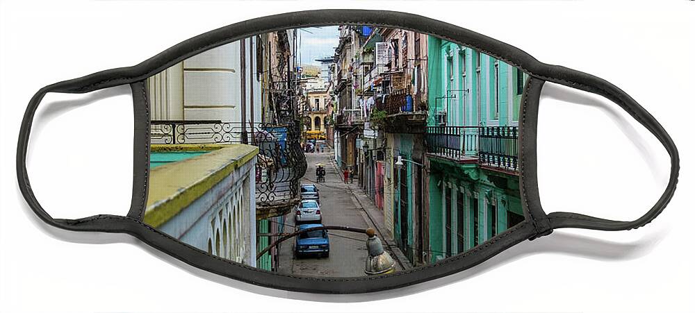 Cuba Face Mask featuring the photograph Havana's street from up. Cuba by Lie Yim