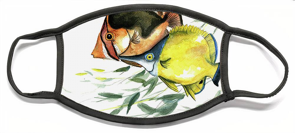 Fish Face Mask featuring the painting Hawaiian Butterflyfish by Antony Galbraith