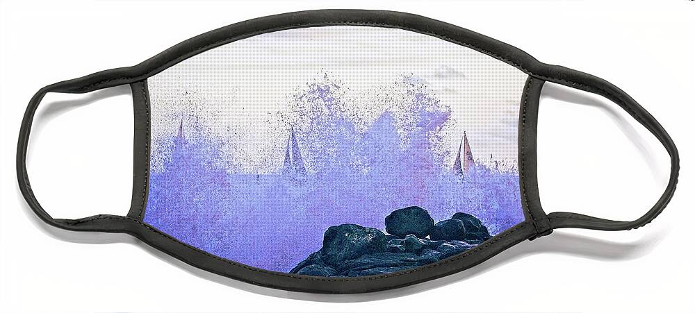 Surreal Face Mask featuring the photograph Hawaiian Surf And Sails by David Desautel