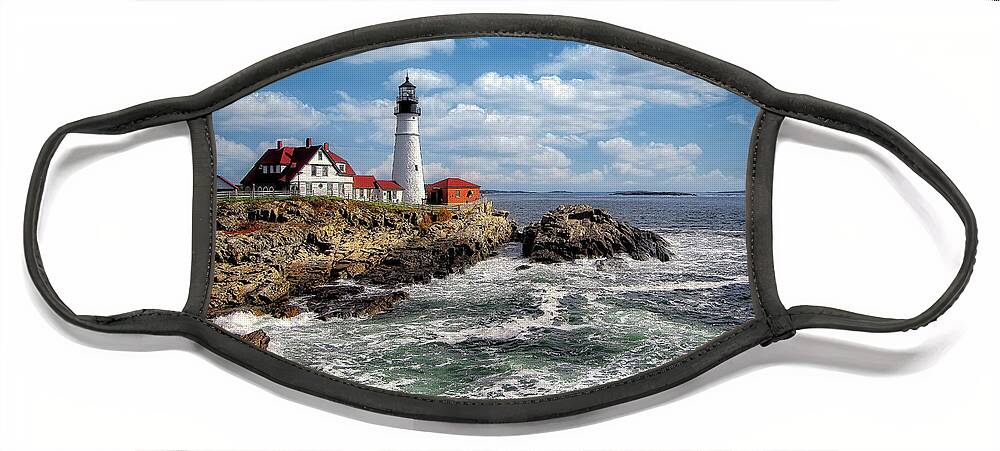 Lighthouses Face Mask featuring the photograph Head Light of Portland by DB Hayes