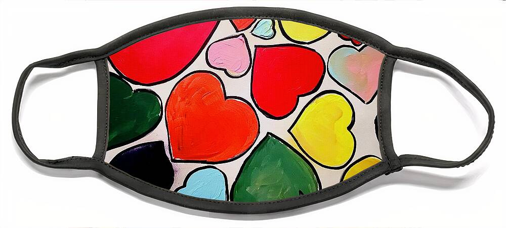  Face Mask featuring the painting Hearts by Angie ONeal