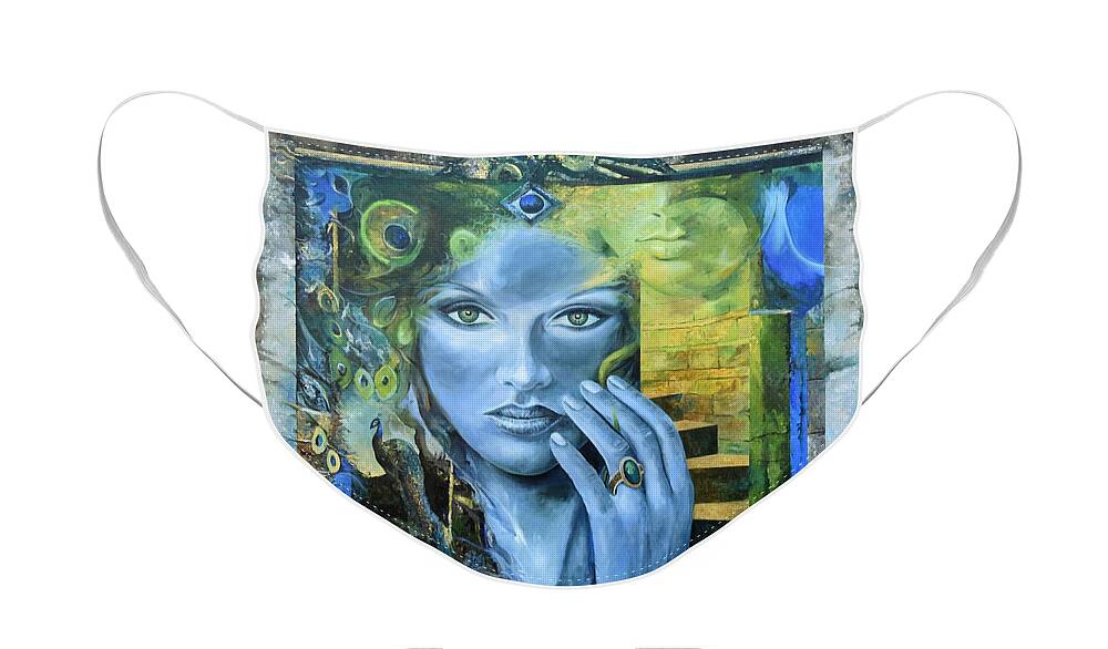 Portrait Face Mask featuring the painting Heavenly Garden by Sinisa Saratlic