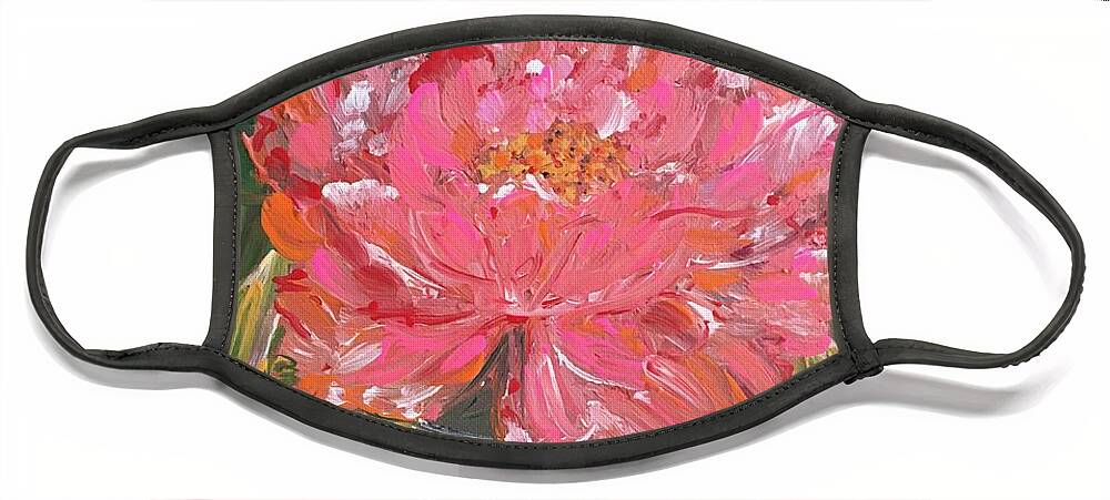 Flowers Peony Still Life Floral Petals Botanical Face Mask featuring the painting Heavenly Peony by Debora Sanders