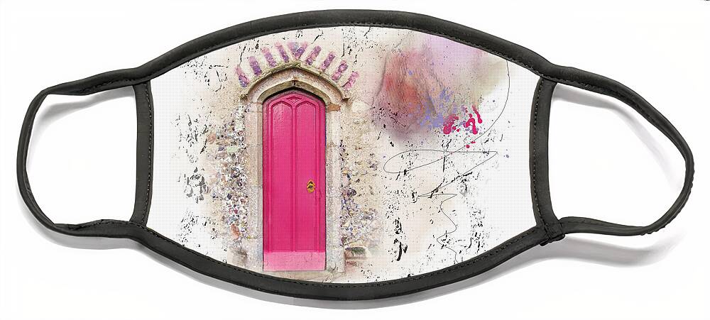 Door Face Mask featuring the mixed media Heaven's Door by Moira Law
