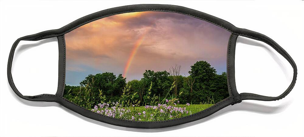 Rainbows Face Mask featuring the photograph Heavens Rainbow 1 by Michael Hubley