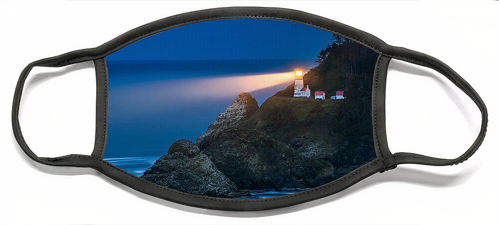 Heceta Head Lighthouse Face Mask featuring the photograph Heceta Head Lighthouse by Peter Boehringer
