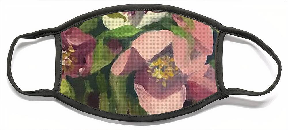 Hellebore Face Mask featuring the painting Hellebores by Anne Marie Brown