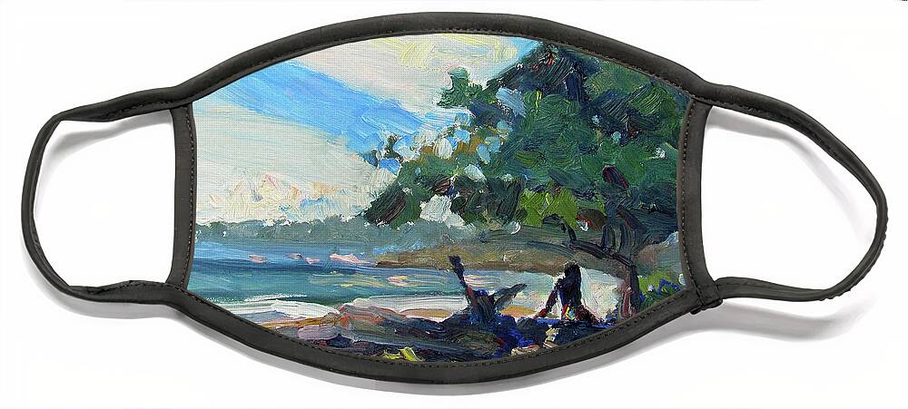 Caribbean Coast Face Mask featuring the painting Her Favorite Spot by John McCormick