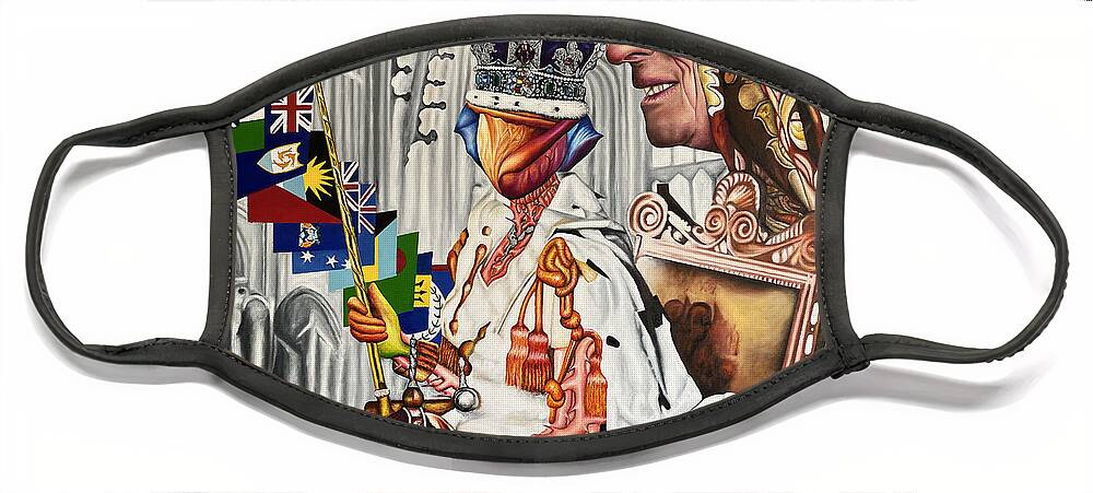 Commonwealth Flags Face Mask featuring the painting Her Majesty Platinum Jubilee by O Yemi Tubi