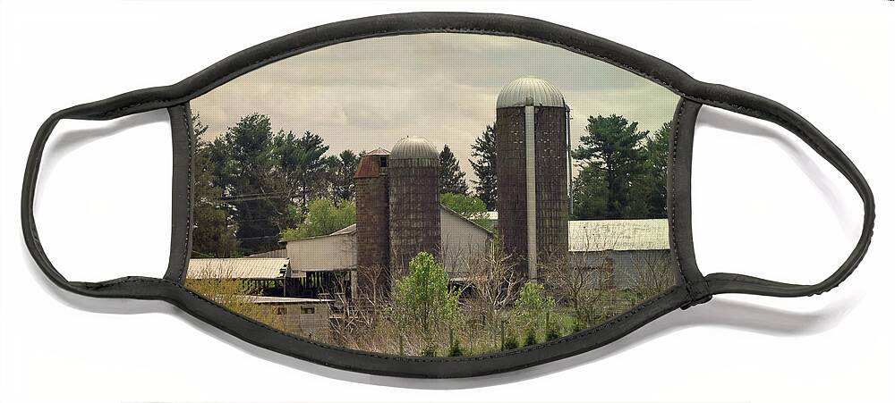 Farm Face Mask featuring the photograph Here Sits the Many Barns by Roberta Byram