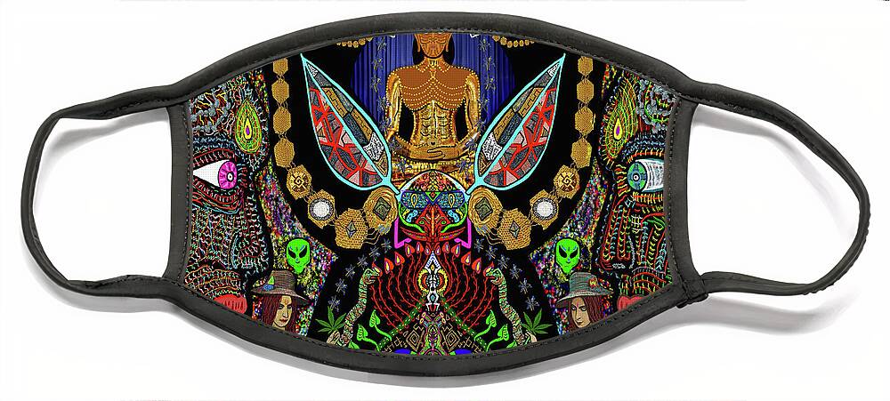 Visionary Art Face Mask featuring the mixed media Hidden Stories by Myztico Campo